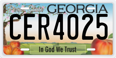 GA license plate CER4025