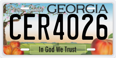 GA license plate CER4026