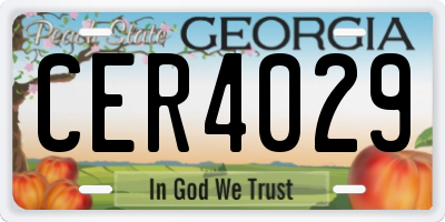 GA license plate CER4029