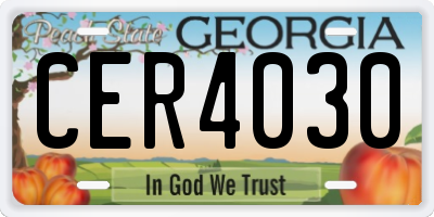 GA license plate CER4030