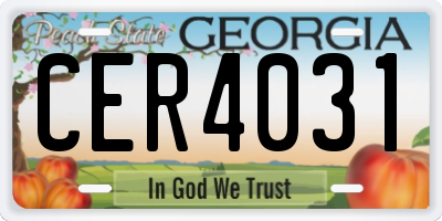 GA license plate CER4031