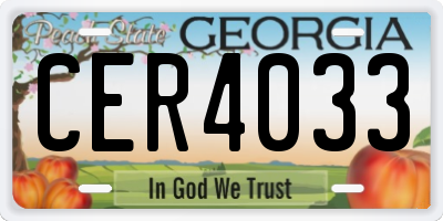 GA license plate CER4033