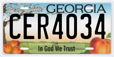 GA license plate CER4034