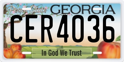 GA license plate CER4036