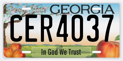 GA license plate CER4037