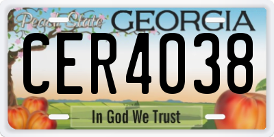 GA license plate CER4038