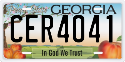 GA license plate CER4041