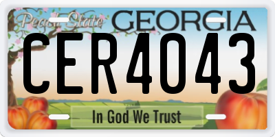 GA license plate CER4043