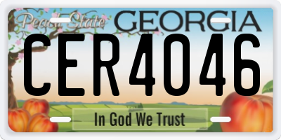 GA license plate CER4046