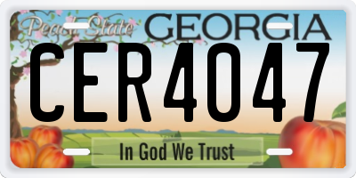 GA license plate CER4047