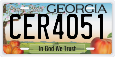GA license plate CER4051