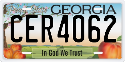 GA license plate CER4062