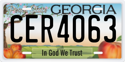 GA license plate CER4063