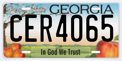 GA license plate CER4065