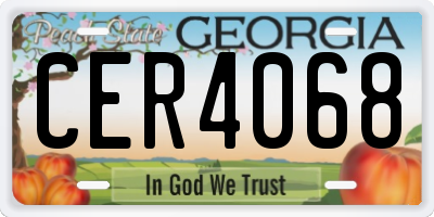 GA license plate CER4068