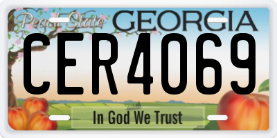 GA license plate CER4069