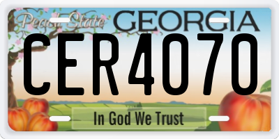 GA license plate CER4070