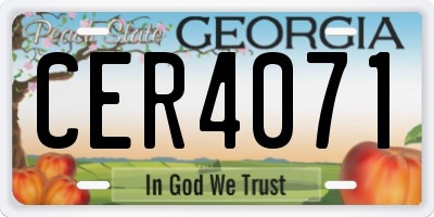 GA license plate CER4071