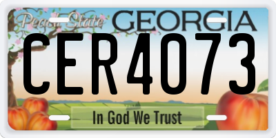 GA license plate CER4073