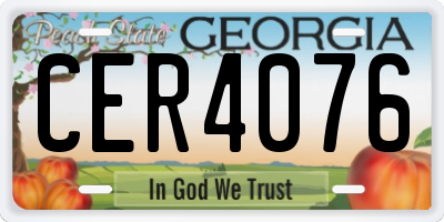 GA license plate CER4076