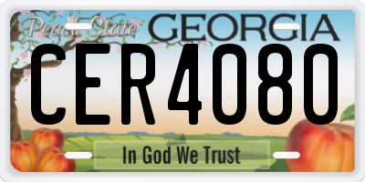 GA license plate CER4080