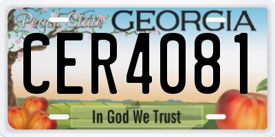 GA license plate CER4081