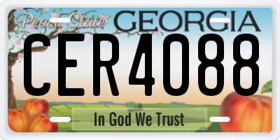 GA license plate CER4088