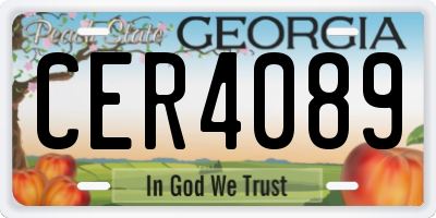 GA license plate CER4089