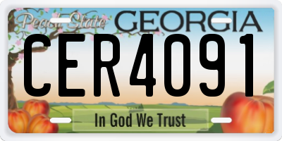 GA license plate CER4091