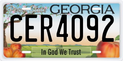 GA license plate CER4092