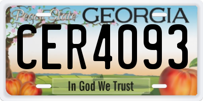 GA license plate CER4093