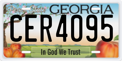 GA license plate CER4095