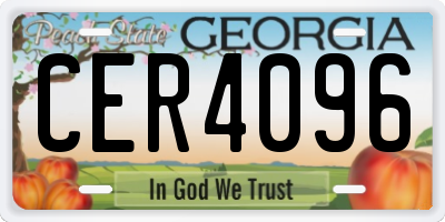 GA license plate CER4096