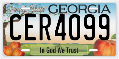 GA license plate CER4099