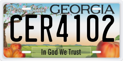 GA license plate CER4102