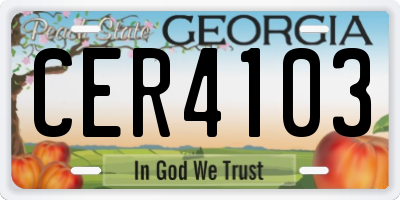 GA license plate CER4103