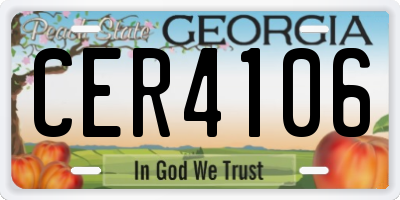 GA license plate CER4106