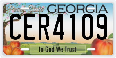 GA license plate CER4109