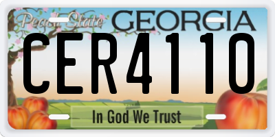 GA license plate CER4110