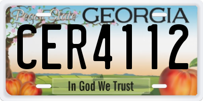 GA license plate CER4112