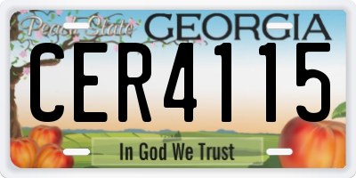 GA license plate CER4115