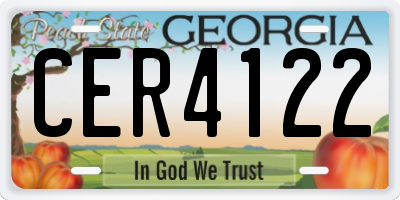 GA license plate CER4122