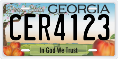 GA license plate CER4123