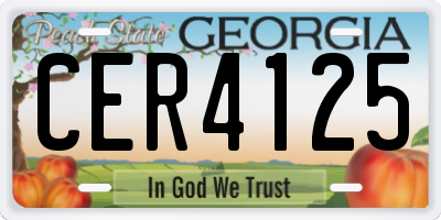 GA license plate CER4125