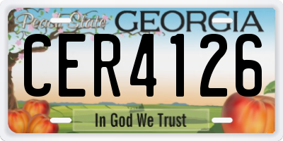 GA license plate CER4126