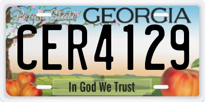GA license plate CER4129