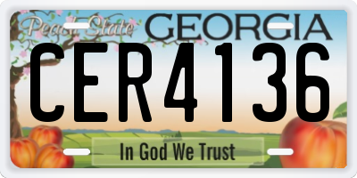 GA license plate CER4136