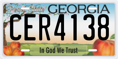 GA license plate CER4138