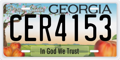 GA license plate CER4153