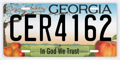 GA license plate CER4162